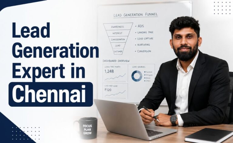 Lead generation expert in Chennai reviewing campaign results with a business owner